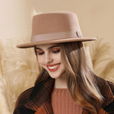 Hut aus Pelzfilz, britischer, eleganter Retro-Hut, große Krempe, lässiger Zylinder